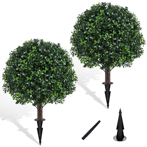 2 Pack UV Resistant Artificial Boxwood Plants Outdoor Topiary (2 Count)