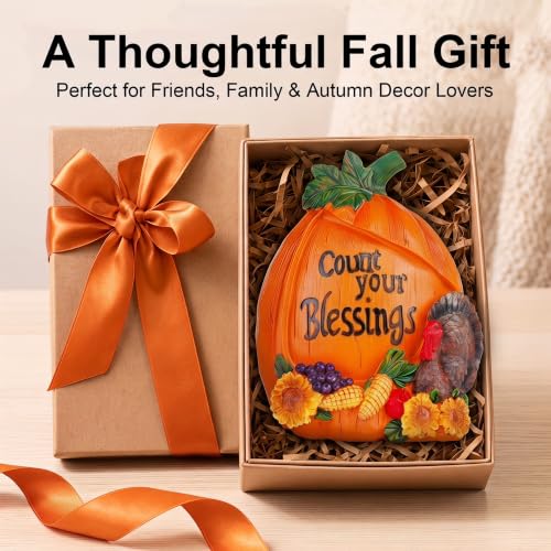 Fall Pumpkin Figurine with Turkey