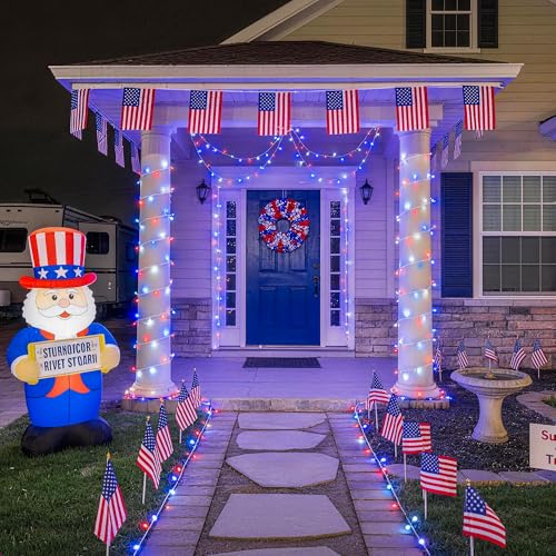 33ft 100 LED Red White and Blue Lights Outdoor (100 Count)