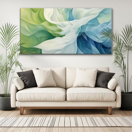 Abstract Lines Wall Art for Living Room Canvas Prints Aqua Turquoise Blue Green Artwork Paintings Decor Bedroom Office Girl Woman