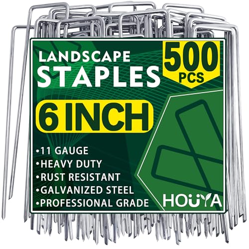 500 Pack Landscape Staples 6 Inch 11 Gauge Garden Stakes (550 Count)