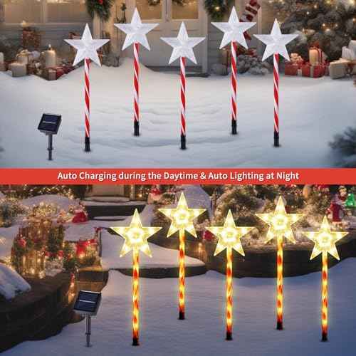 Solar Christmas Star Pathway Lights Outdoor Decorations