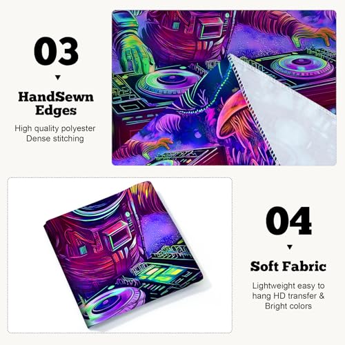Blacklight Space Astronaut Tapestry UV Reactive Galaxy Planet Glow in Dark Tapestries Black Light Poster Neon Wall Hanging Art for bedroom Living Room