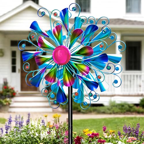 60'' Wind Spinner with Color Glass Ball Solar Lights