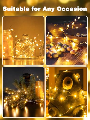 6 Pack Fairy Lights Battery Operated with Remote String Lights Warm White (3 Count)