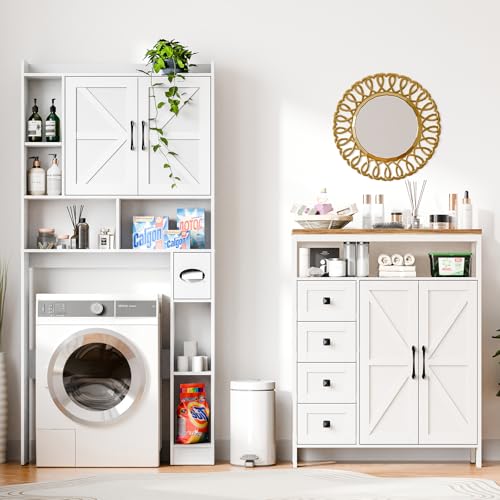 Farmhouse Storage Cabinet with 2 Doors and 4 Drawers