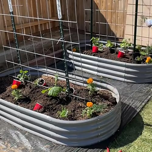 2 Pack 8x4x1FT Galvanized Raised Garden Bed Kit Oval Metal Ground Planter Box Outdoor Bottomless Planter Raised Beds for Vegetables Flowers Herbs Fruits