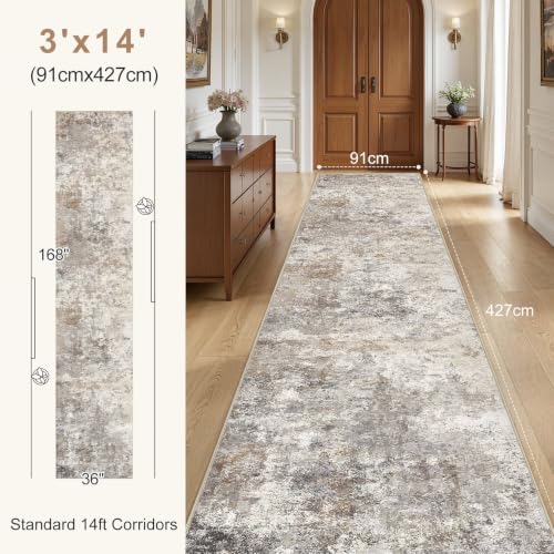 3x14 Washable Runner Rug for Hallway (42 Sq Ft)