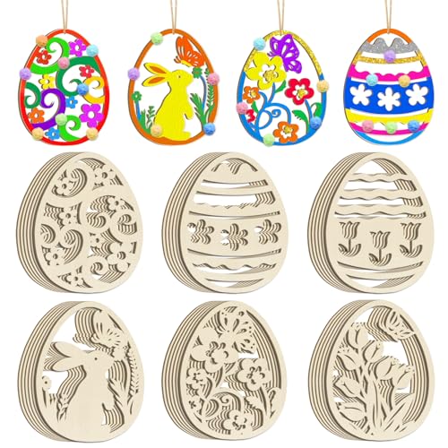 36PCS Wooden Easter Ornaments to Paint (36 Count)