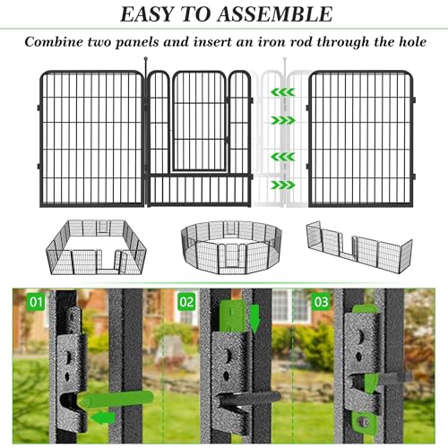 Decorative Black Metal Fencing Garden Fence with Gate (525 Sq Ft)