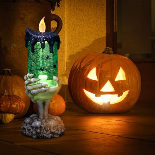Spider Snow Globe Flameless Candle Battery Operated with Timer