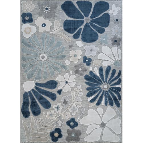 Outdoor Rug 8x10 Modern Floral Tropical Area Rugs for Outdoor and Indoor Patio Easy to Clean Non Shedding Living Room Porch Garden Washable Outside Carpet (80 Sq Ft)