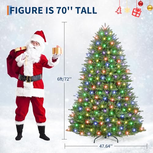 6FT Pre Lit Artificial Christmas Tree with Color Lights