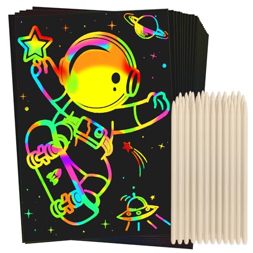 60Pcs Rainbow Scratch Drawing Art Paper Craft Set for Kids Boys Girls (60 Count)