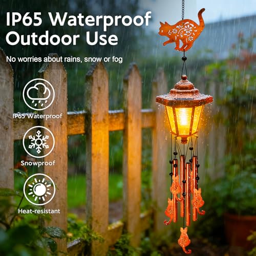 Cat Solar Wind Chimes for Outside