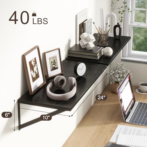 Deep Black Floating Shelves for Wall (2 Count)