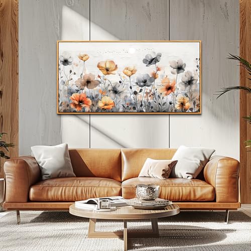 Large Wood Framed Wall Decor For Living Room Canvas Wall Art For Office Modern Wall Decorations For Bedroom Flowers Landscape Paintings Farmhouse Pictures Artwork Home Decor 24x48 In