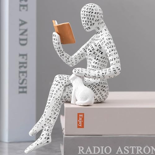 Home Decor Pulp Reading Women Thinker Statue Aesthetic Sculpture Room Decor Modern Abstract Decoration on Shelf Table Desk for Living Room Office Bedroom I