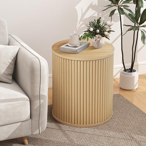 Small Round Side Table Fluted Night Stand Set of 2 (2 Count)