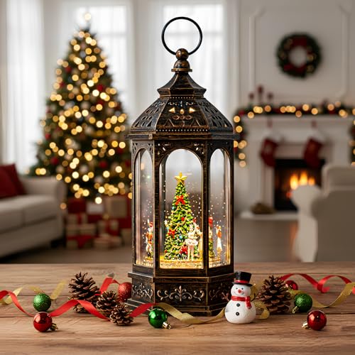 12.8'' Rotating Nutcracker Suite Scene Musical Lighted Christmas Tree Snow Globe Water Lantern with Swirling Glitter Decoration