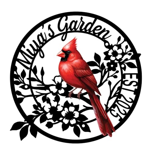 Personalized Name Garden Cardinal Metal Signs with Stake