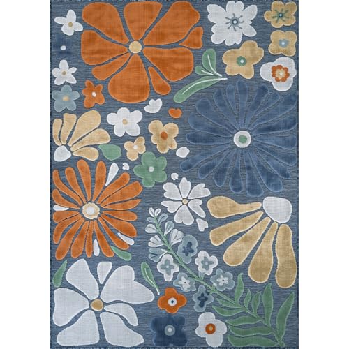 Outdoor Rug 9x12 Large Modern Floral Tropical Area Rugs for Outdoor and Indoor Patio Easy to Clean Non Shedding Living Room Porch Garden Washable Outside Carpet (108 Sq Ft)