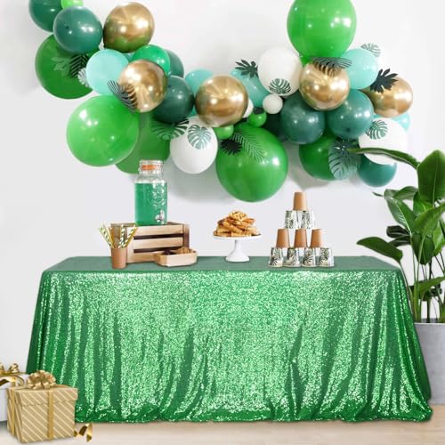 Sequin Tablecloth 90x132 Inch Green for Wedding Party