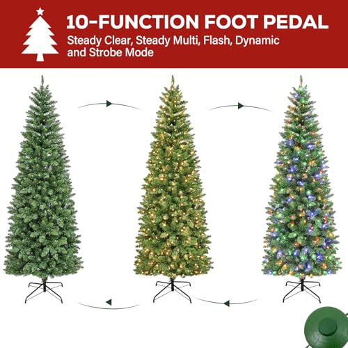 7.5 ft Prelit Pencil Christmas Tree with 792 Branch Tips