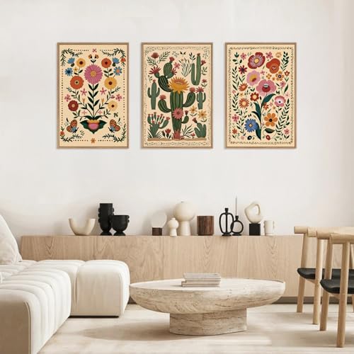 Boho Wildflower Wall Art Canvas