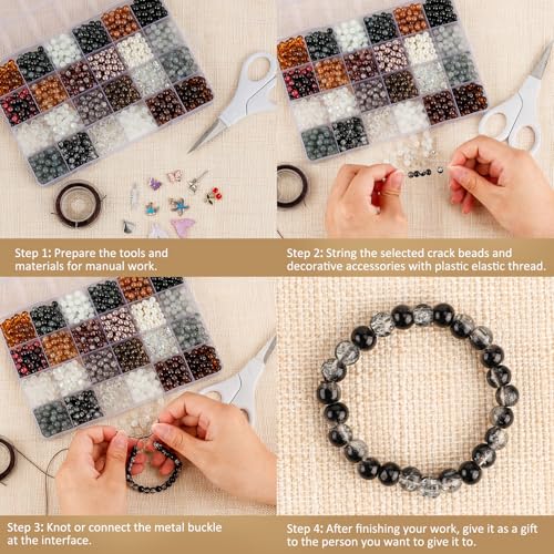About 1200PCS 6mm Glass Beads Bracelet Making Kit (1200 Count)