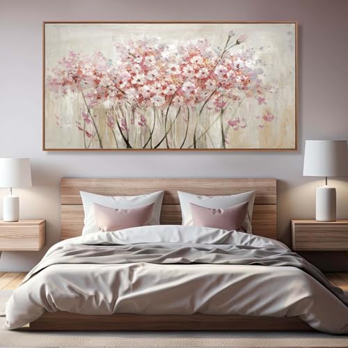 Pink Wall Art Floral Wall Decor Nature Large Pictures Flowers Arts Framed Canvas Artwork for Office Hotel 36"x70"