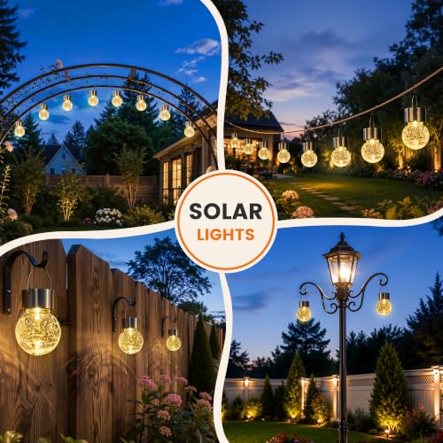 Solar Lights Outdoor Hanging Lantern Garden Decor for Outside 8 Pc (8 Count)
