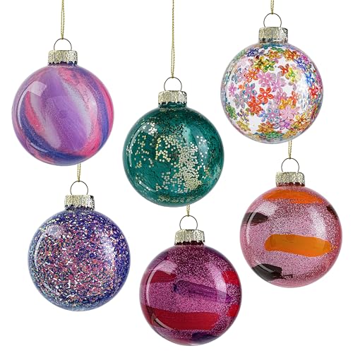 6pcs Glass Christmas Ball Ornament 2.4In Glittering Christmas Tree Ornament (6 Count)