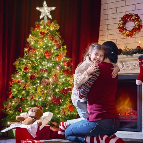11.8’’ Silvery Christmas Tree Topper Star Treetop with 20 LED