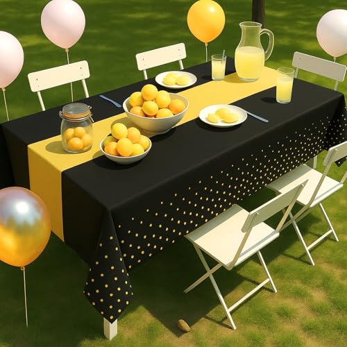 6Pcs Black and Gold Graduation Tablecloth