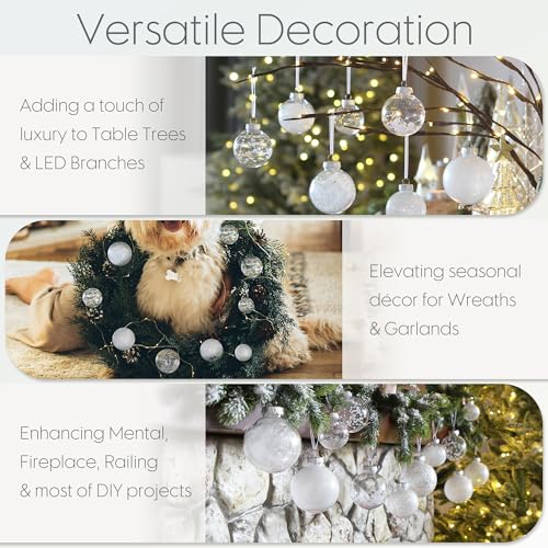 48 Pack Assorted Clear Christmas Ball Ornaments (48 Count)