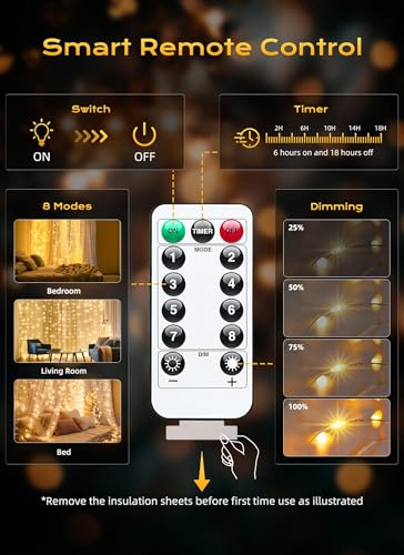 2 Pack 300 LED Fairy Curtain Lights