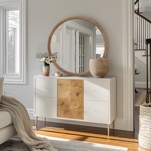 36" Round Wood Mirror