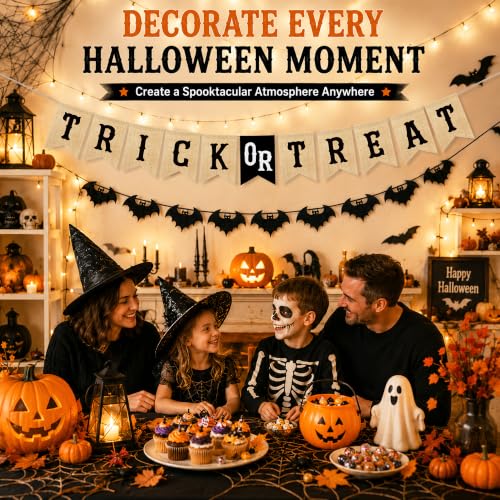 Trick or Treat Banner Garland Halloween Decorations for Mantel (11 Count)