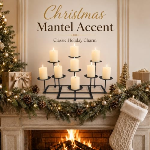 Pillar Fireplace Candle Holder for Inside Fireplace (9 Count)
