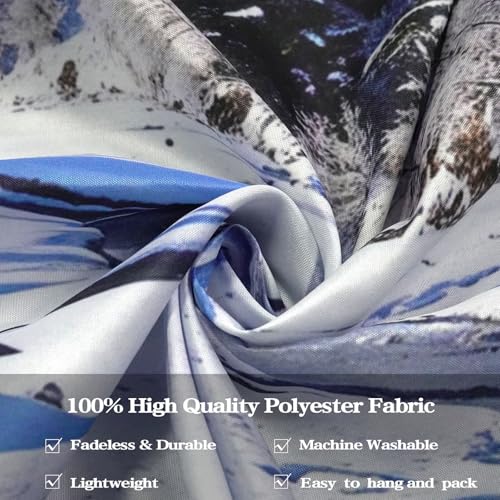 Winter Forest Snow Mountain Tapestry Snowy Pine Tree Woodland Tapestry for Bedroom Aesthetic White Clouds Flowing River Landscape Tapestries Wall Hanging for Living Room Dorm Office 60 x 44 Inch