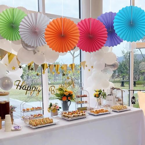 Green Party Decorations Lime Green Hanging Paper Fans DIY Set 16in