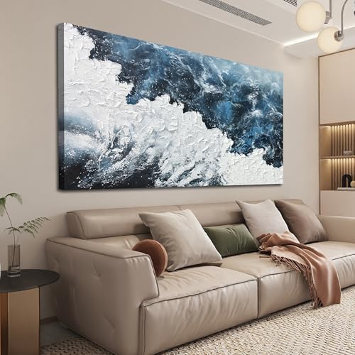 Blue White Wall Art Abstract Canvas Wall Pictures for Living Room 20"x40"