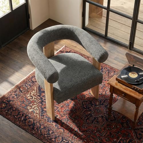 Barrel Accent Chairs Set of 2 with Armrests and Rubberwood Legs (2 Count)