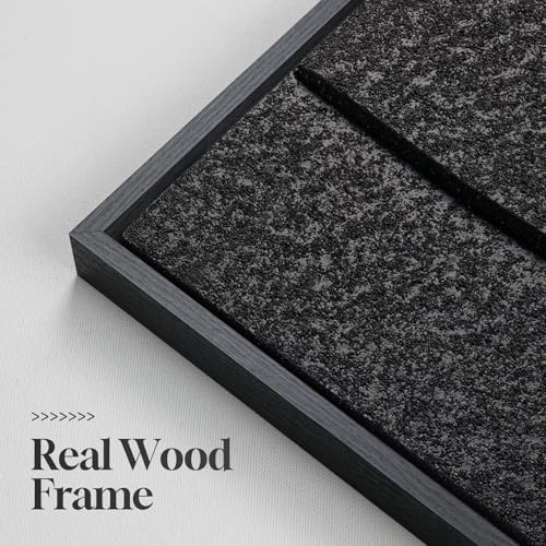 Large 3D Textured Modern Black Abstract Wall Art for Living Room (3 Count)