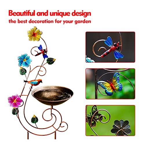 Metal Bird Bath with Trellis for Outside