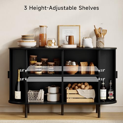 48" Fluted Buffet Sideboard Cabinet with Sliding Door