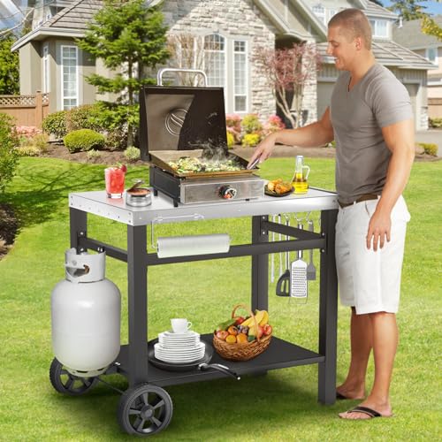 Grill Table Movable Dining Cart