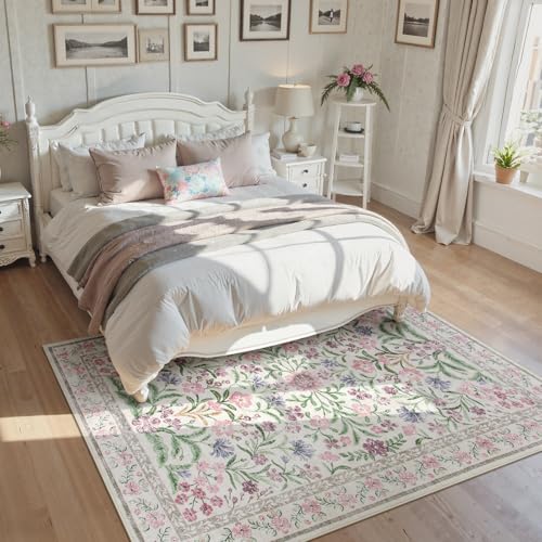 Floral Purple Rug for Bedroom (36 Sq Ft)