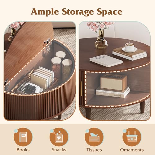 31.5" Round Coffee Table with Storage